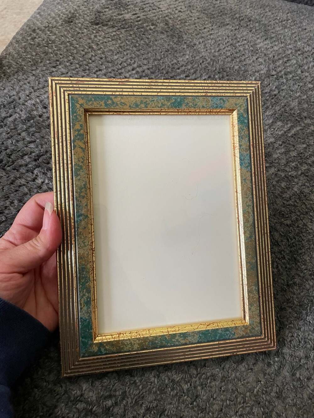 Vintage Green and Gold Distressed Decorative Picture Frame